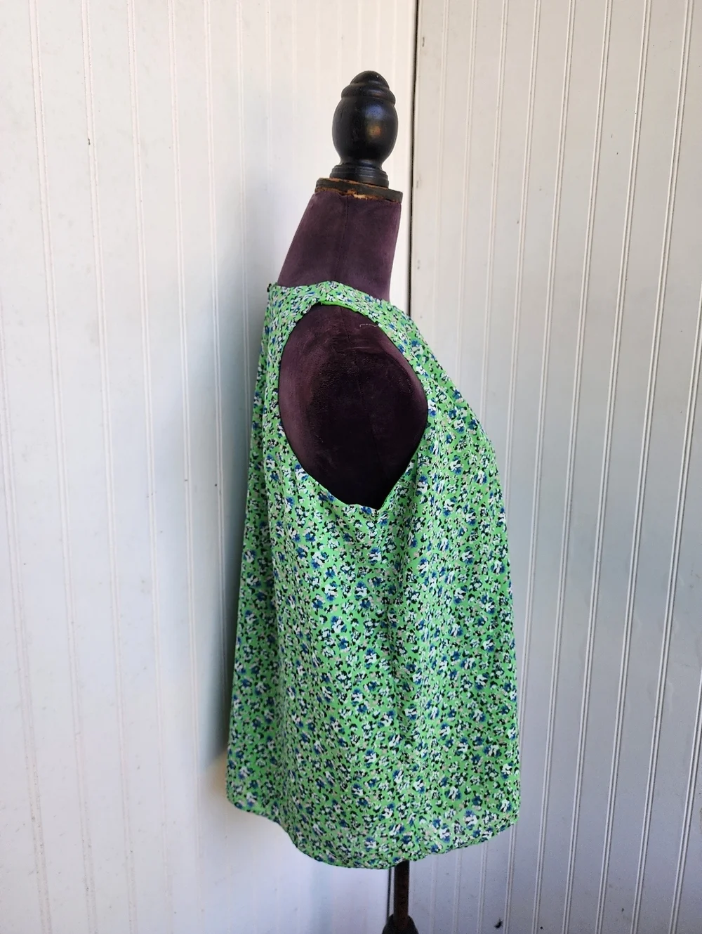 Vince Camuto Womens Classic Escape Blouse Ditsy Floral Feminine Green Blue Sz M - Picture 5 of 12